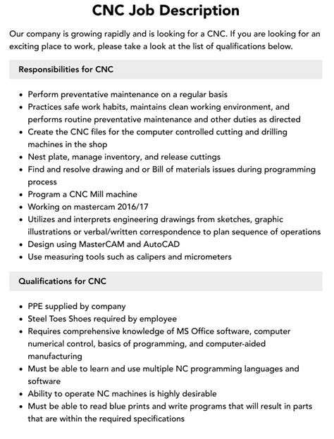 cnc setter job description